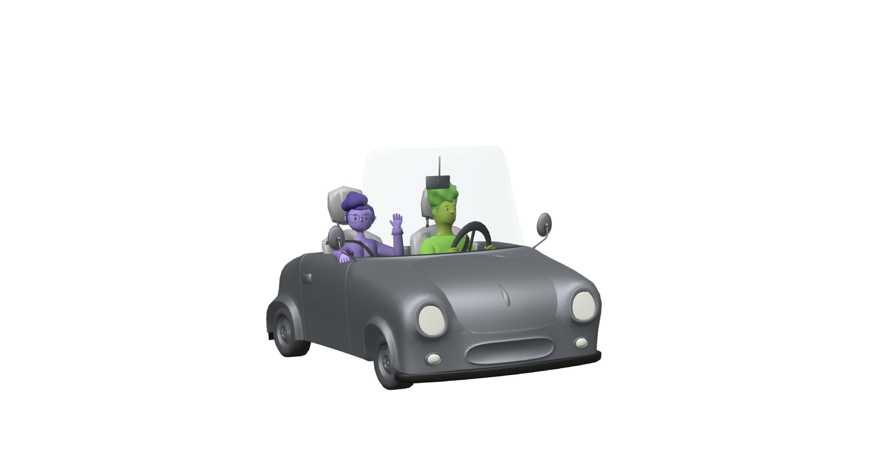 Auto mit winkendem Beifahrer